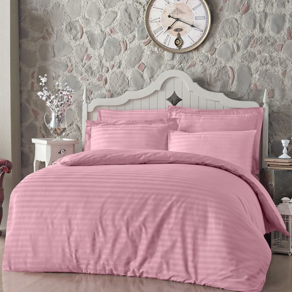 ALWAYS YOLLU SATEN NEVRESİM TAKIMI (50X70)-PUDRA