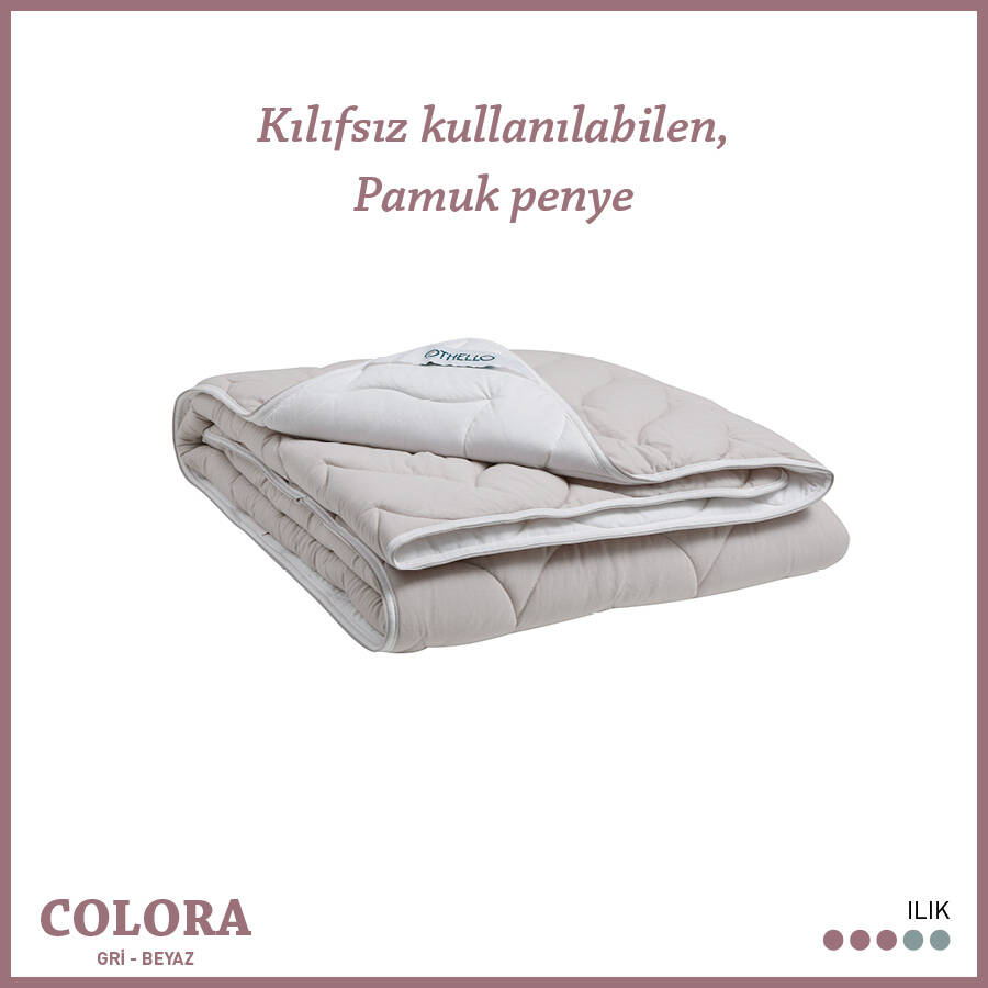 Colora Kılıf Gerekmeyen Pamuk Penye Yorgan Gri-Beyaz 155×215 Cm