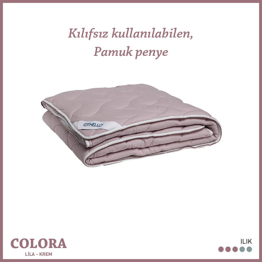 Colora Kılıf Gerekmeyen Pamuk Penye Yorgan Lila-Krem 155×215 Cm
