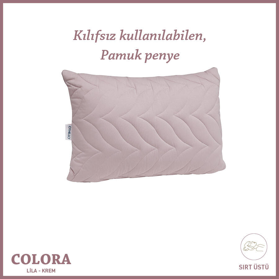 Colora Kılıf Gerekmeyen Pamuk Penye Yastık Lila-Krem